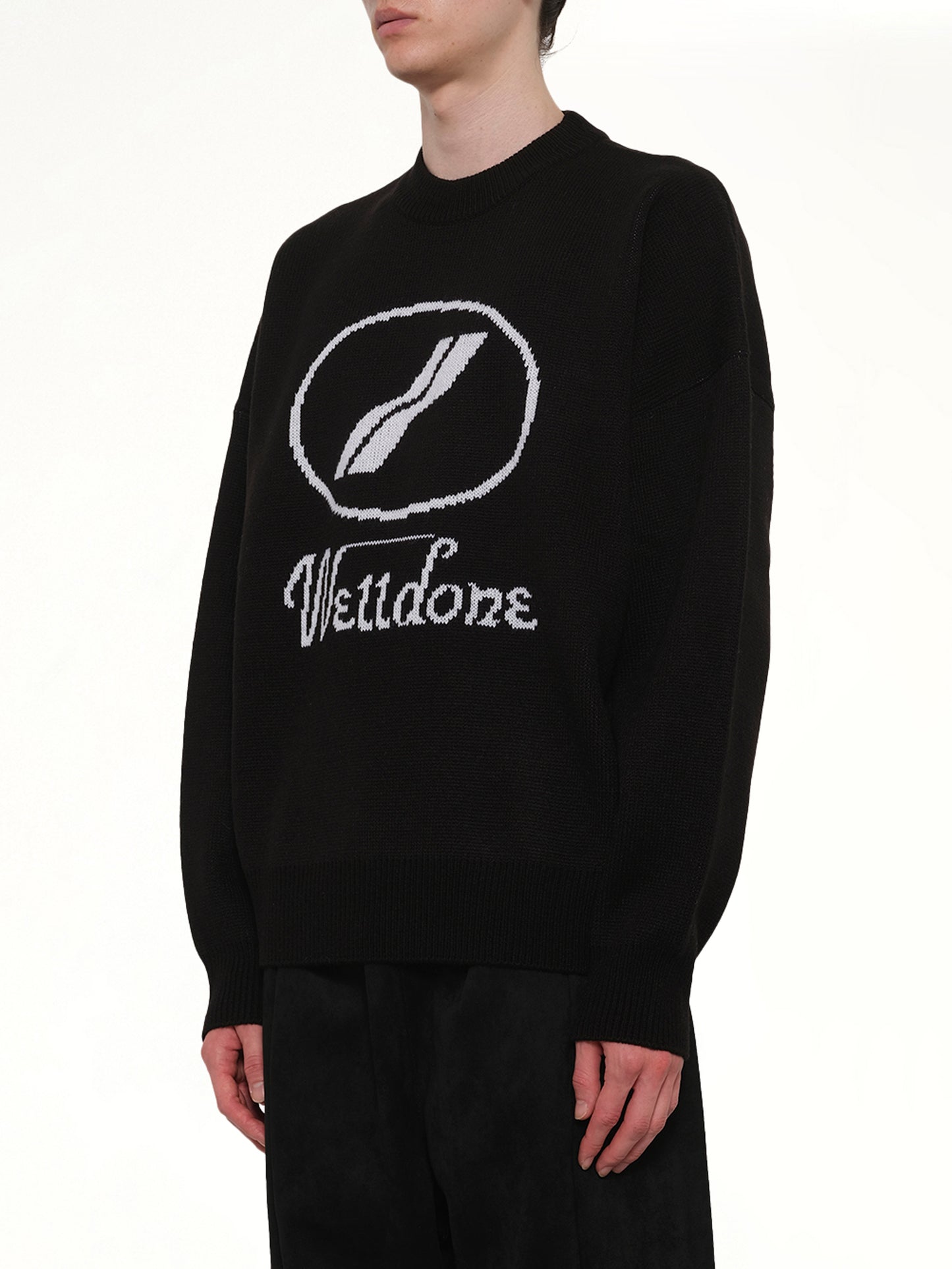 Logo Jacquard Intarsia Sweater in Black