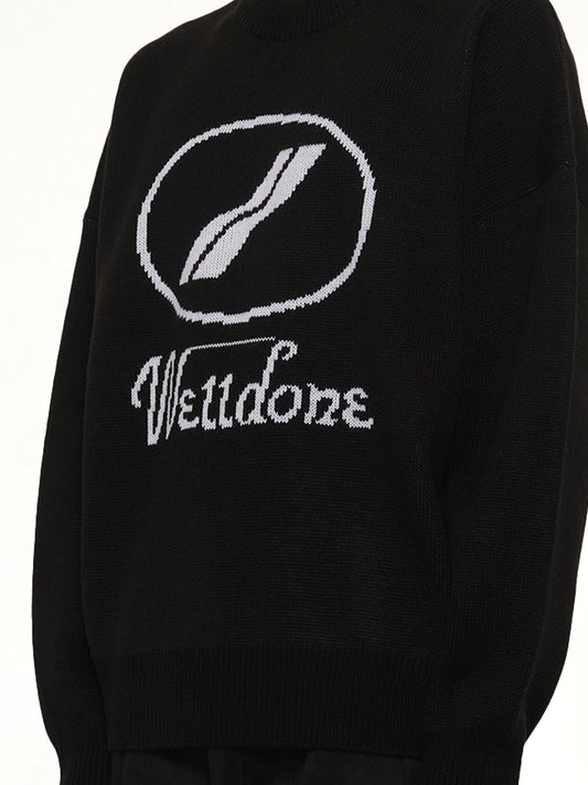 Logo Jacquard Intarsia Sweater in Black