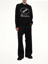 Logo Jacquard Intarsia Sweater in Black
