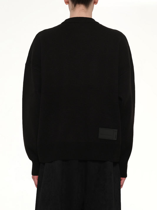 Logo Jacquard Intarsia Sweater in Black