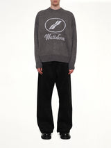 Logo Jacquard Intarsia Sweater in Grey