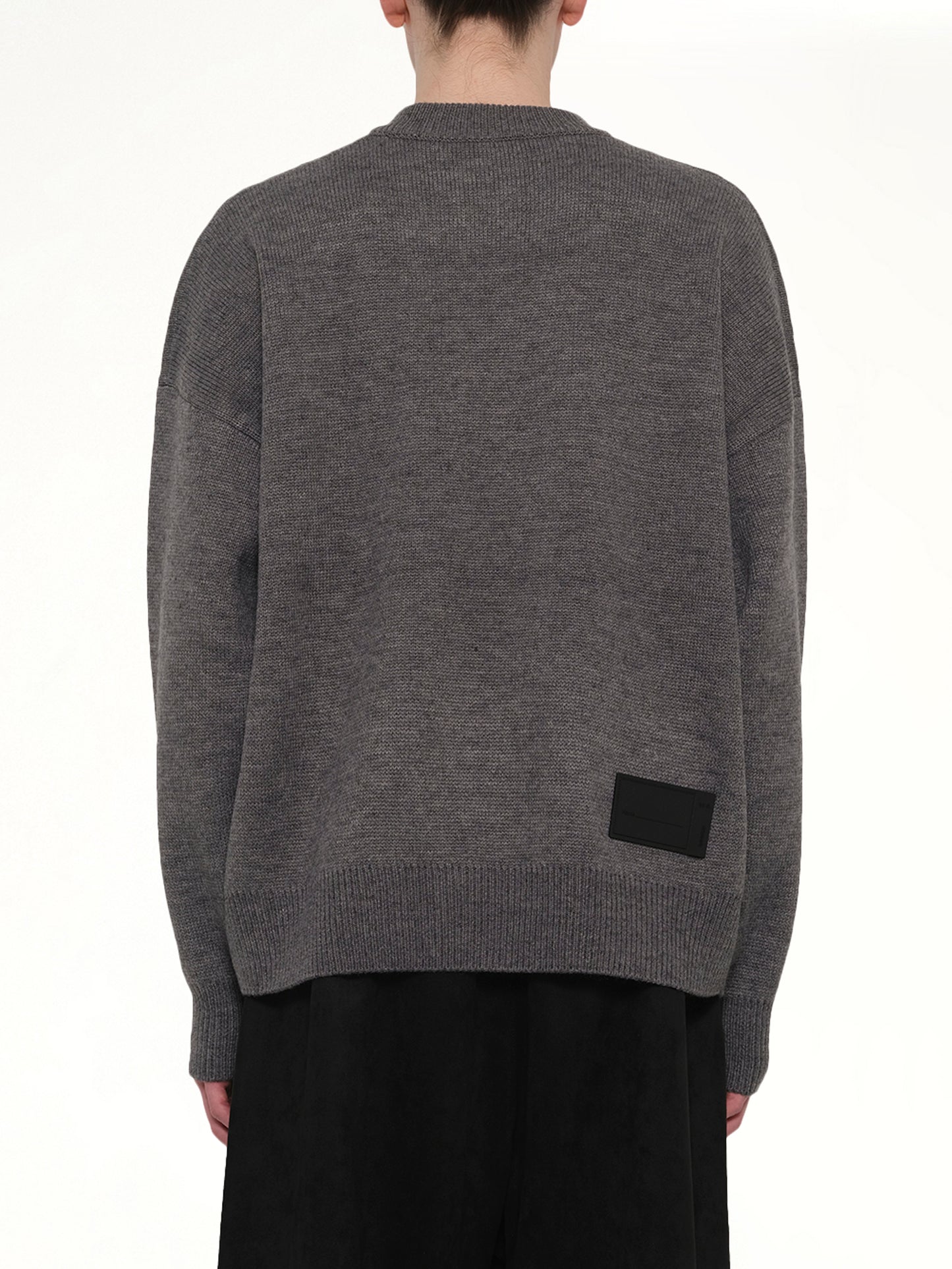 Logo Jacquard Intarsia Sweater in Grey