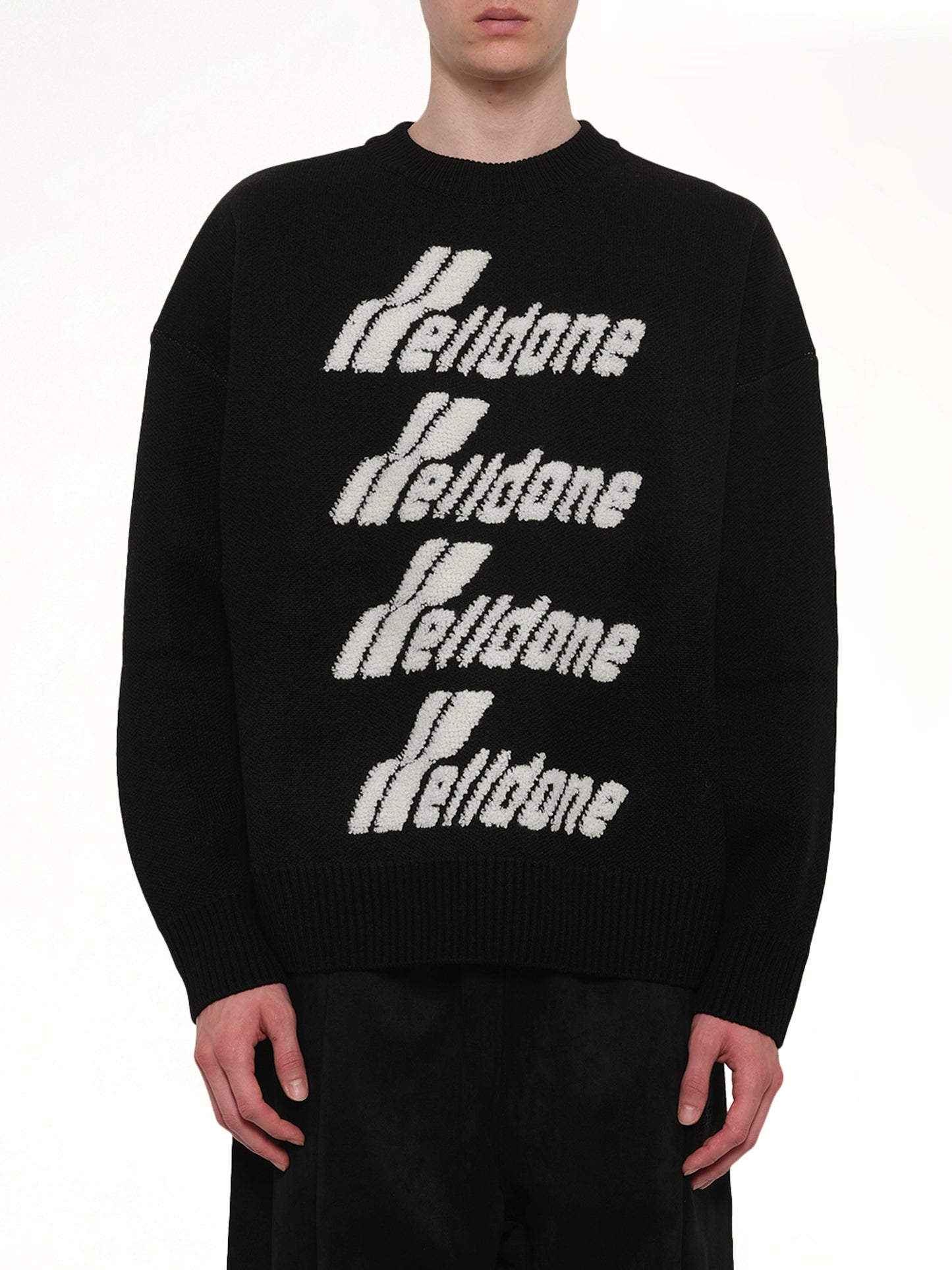 Logo Pile Knit Sweater in Black