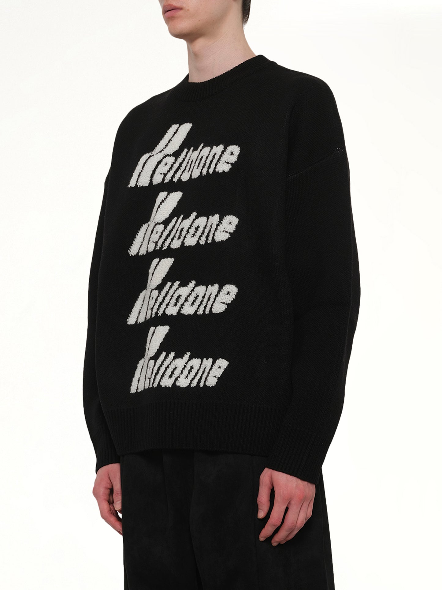 Logo Pile Knit Sweater in Black