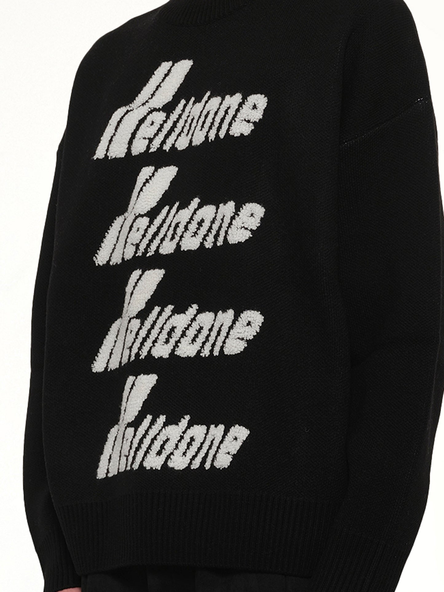 Logo Pile Knit Sweater in Black