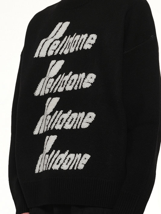 Logo Pile Knit Sweater in Black
