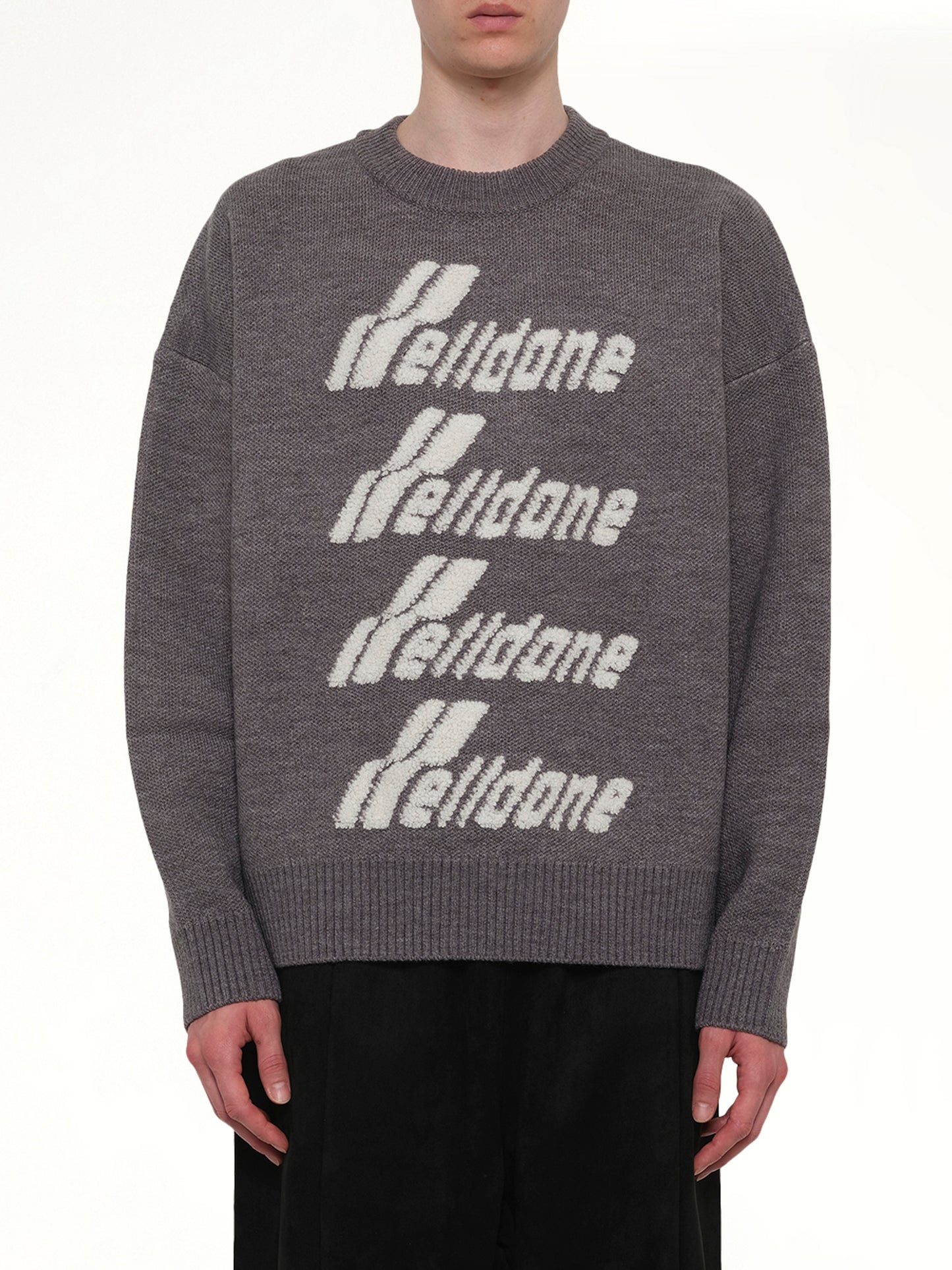 Logo Pile Knit Sweater in Grey