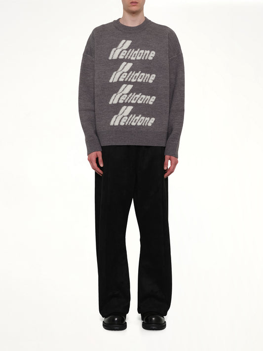 Logo Pile Knit Sweater in Grey