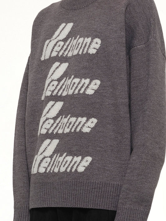 Logo Pile Knit Sweater in Grey