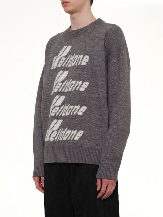 Logo Pile Knit Sweater in Grey