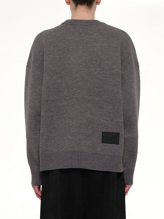 Logo Pile Knit Sweater in Grey