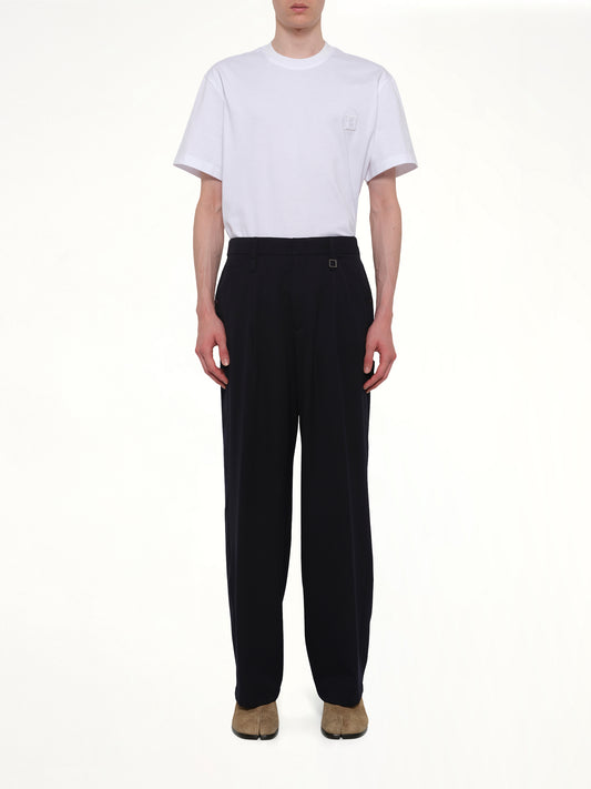 Wool Pleat Trouser in Navy