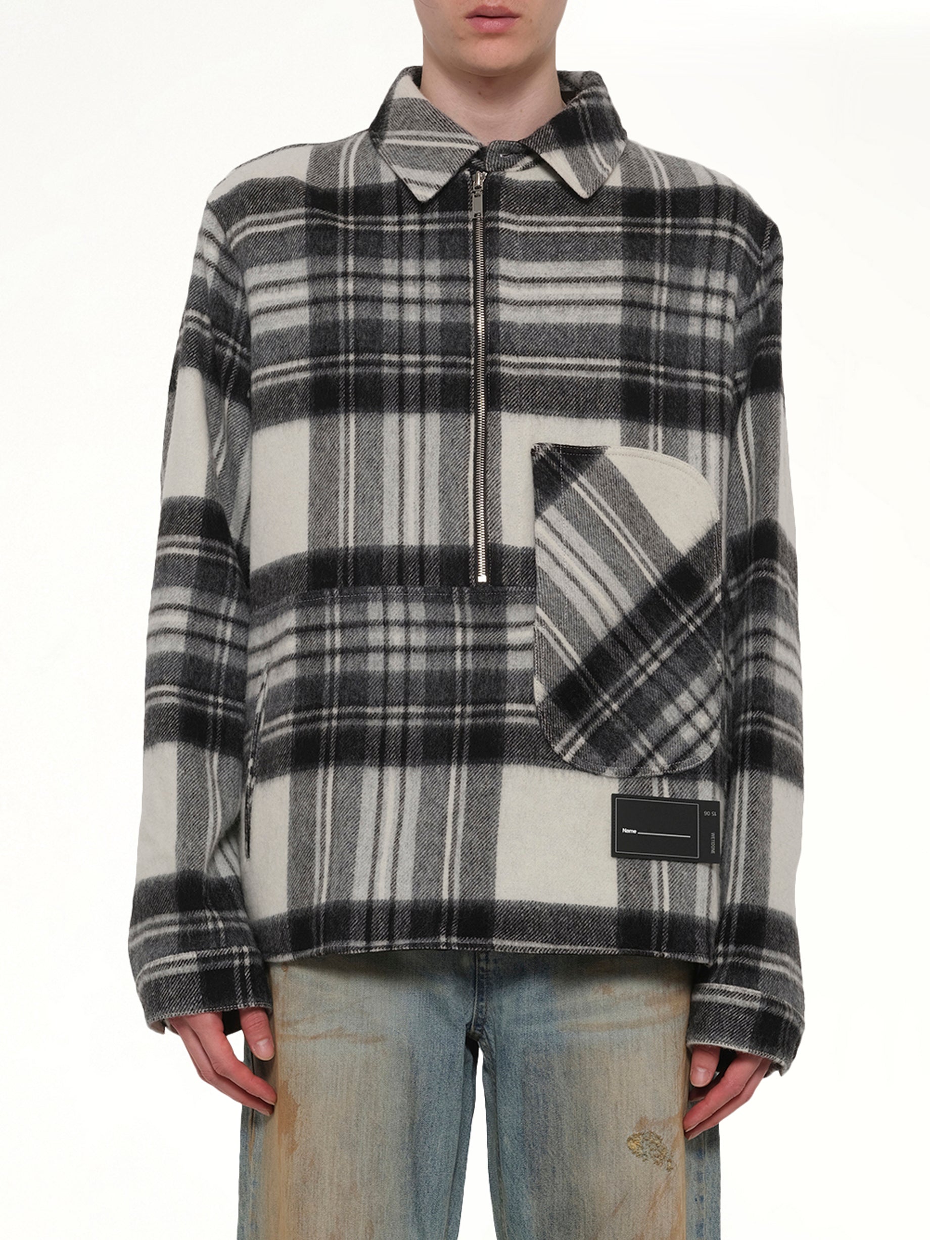 Check Anorak Wool Shirt in Grey