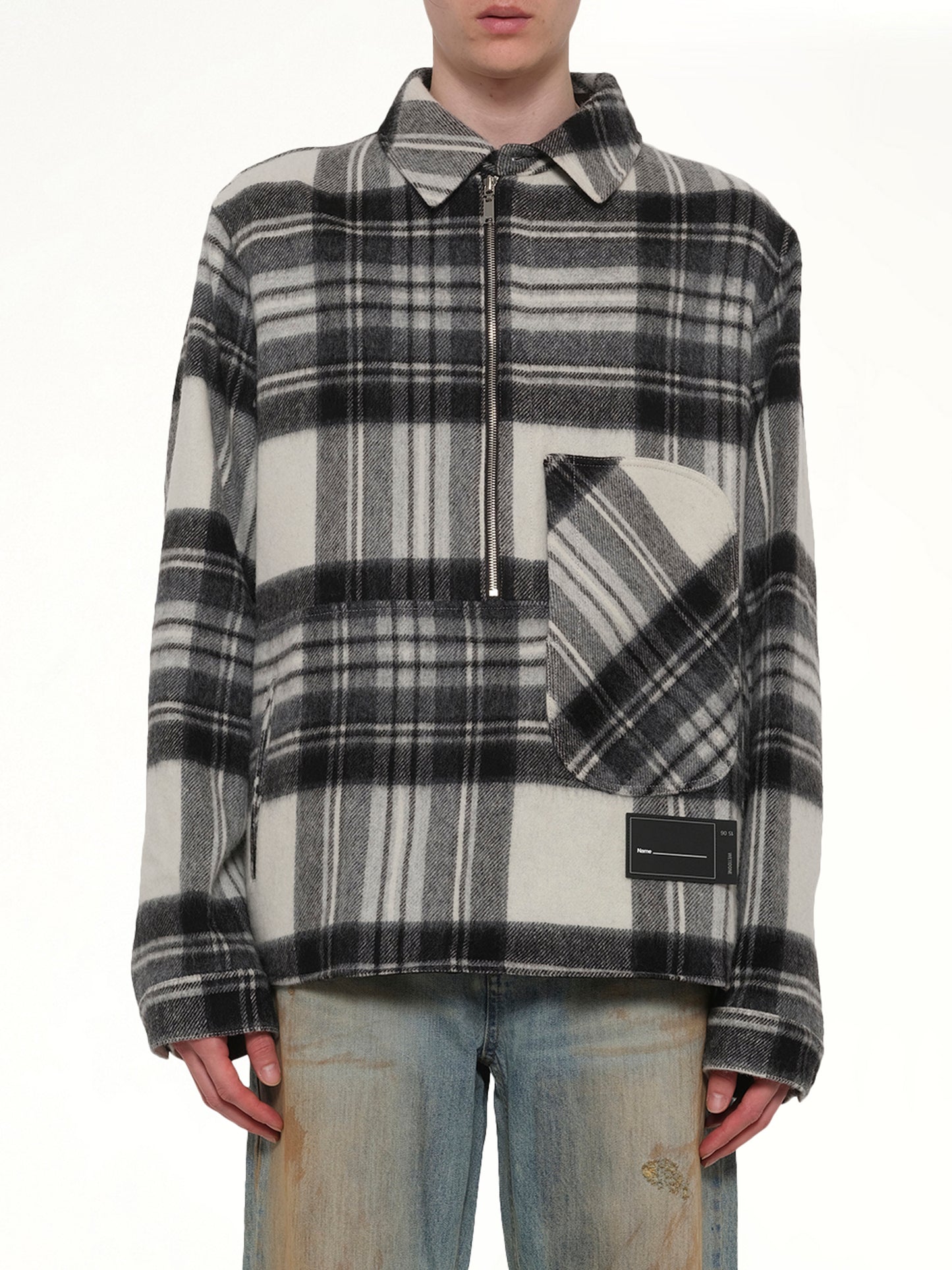 Check Anorak Wool Shirt in Grey