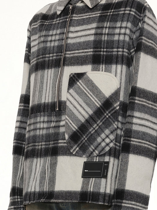 Check Anorak Wool Shirt in Grey