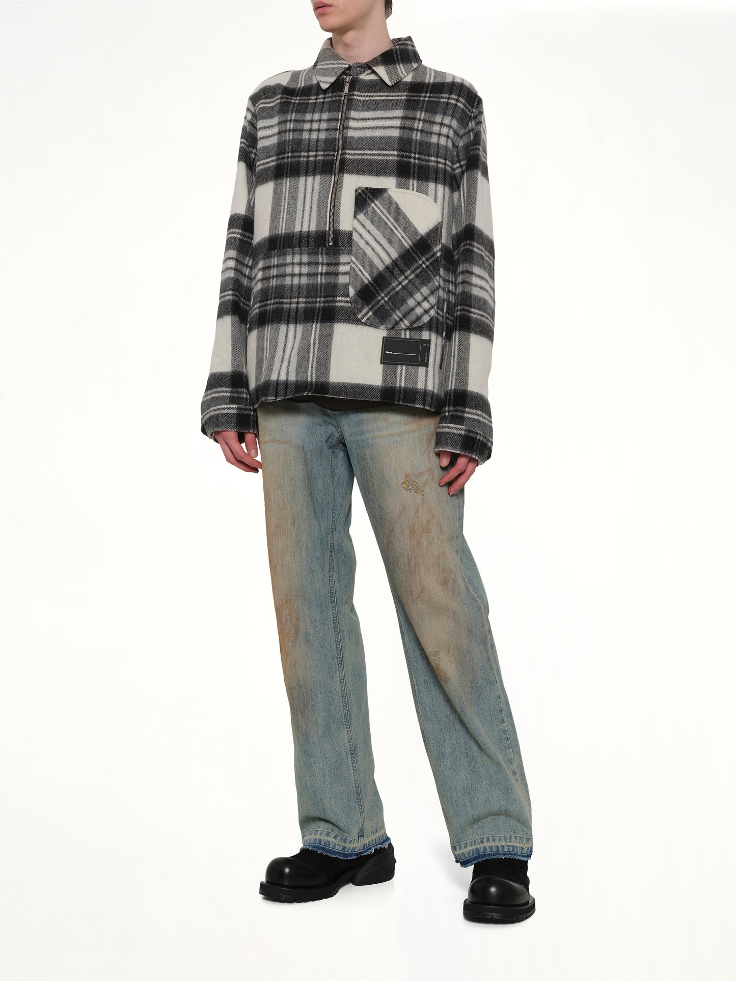 Check Anorak Wool Shirt in Grey