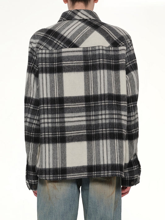 Check Anorak Wool Shirt in Grey