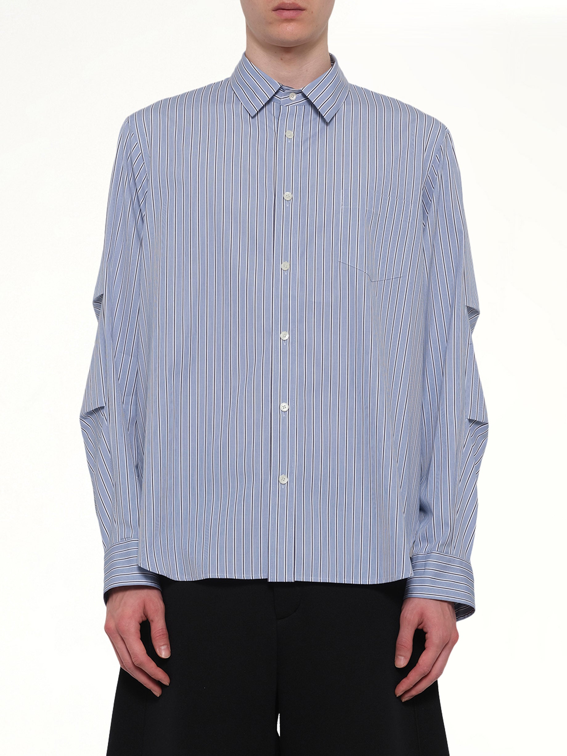 Poplin Shirt in Light Blue Stripe