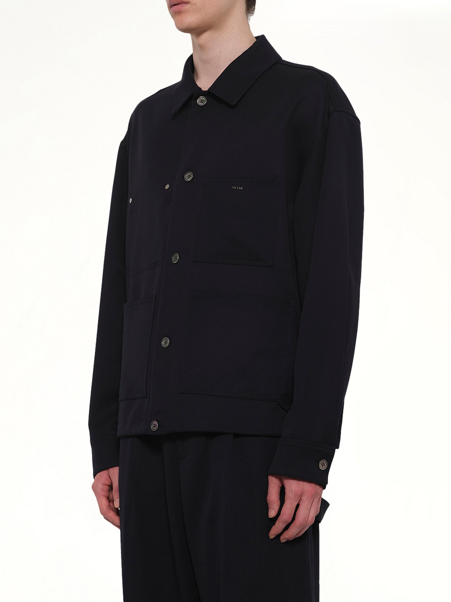 Wool Button Shirt in Navy