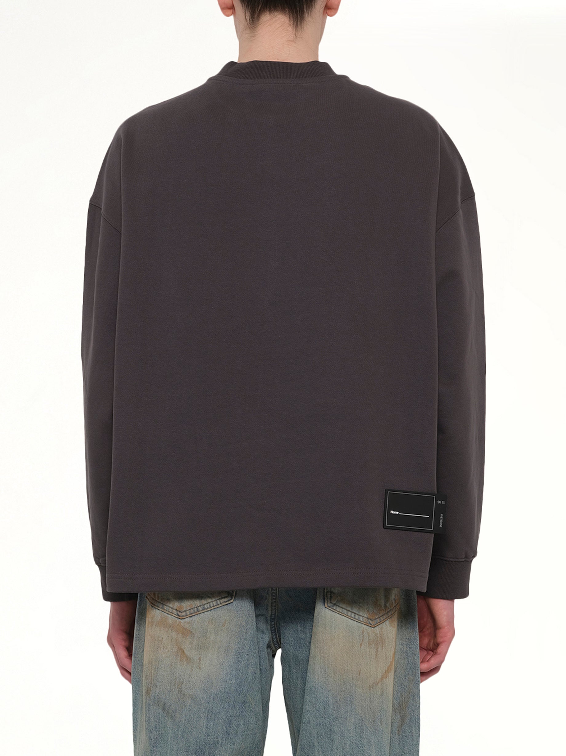 WE11DONE , Front Logo Sweatshirt in Charcoal Back View from MARAIS