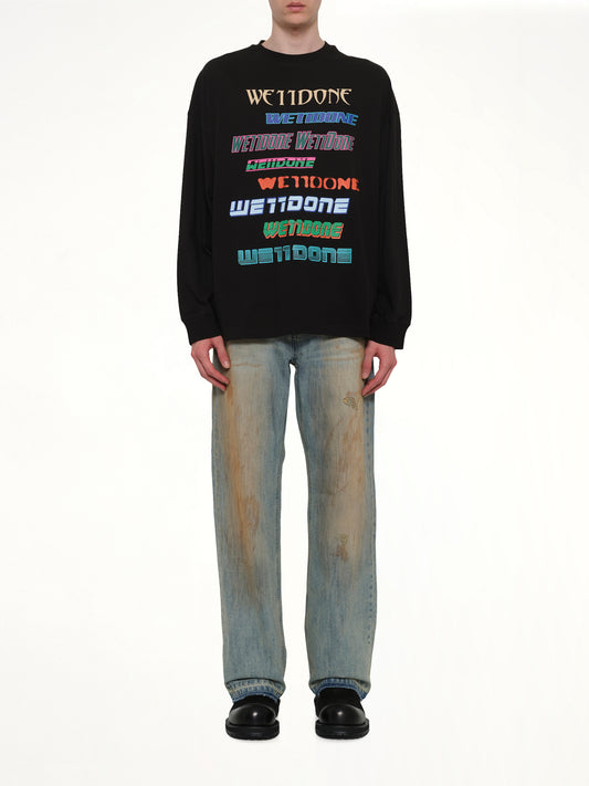 Multi Logo Long Sleeve T-Shirt in Black