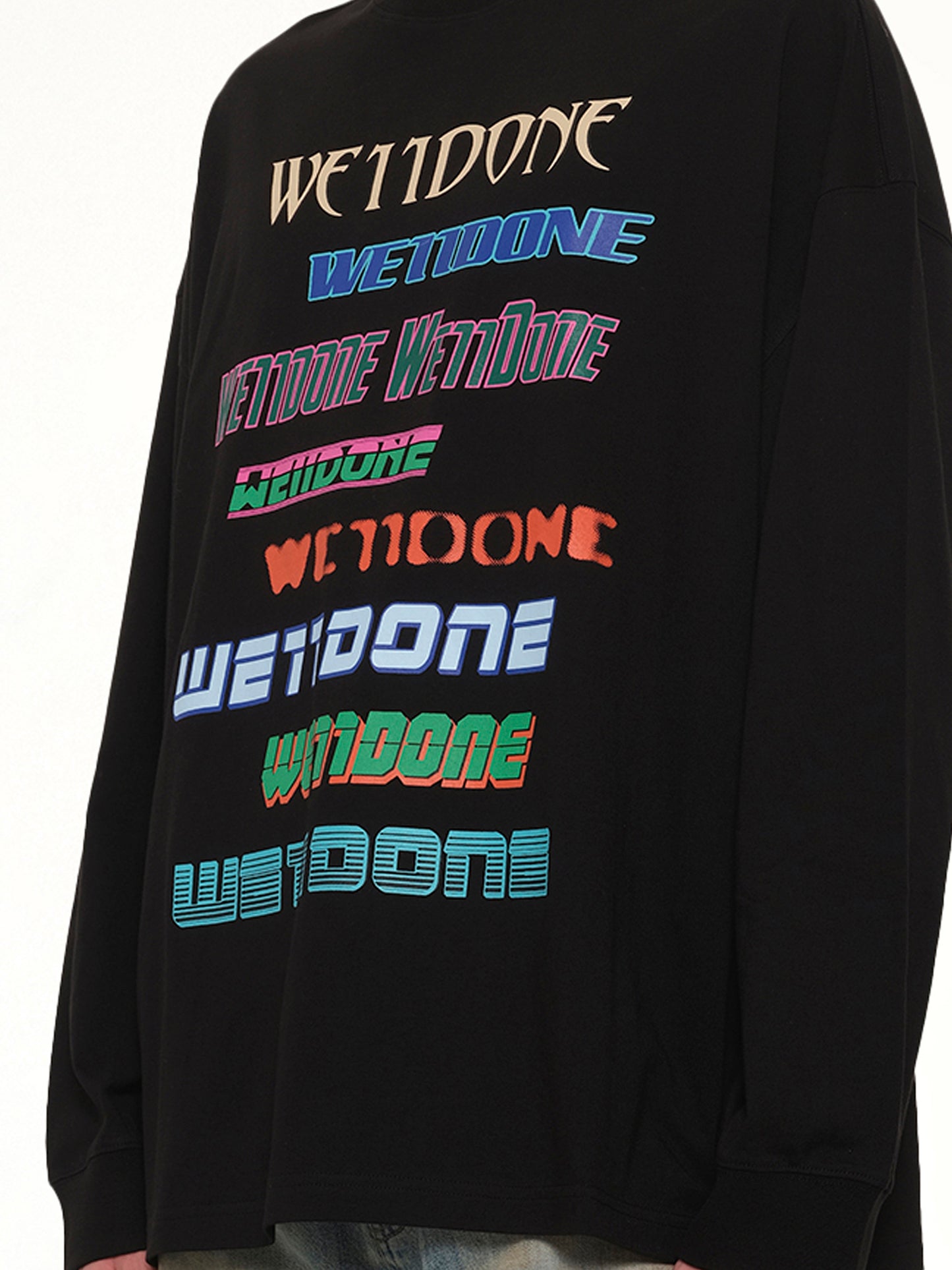 Multi Logo Long Sleeve T-Shirt in Black