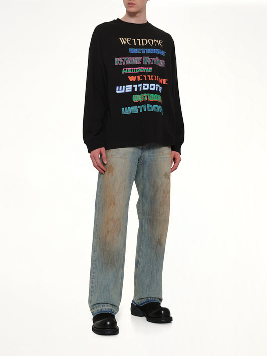 Multi Logo Long Sleeve T-Shirt in Black