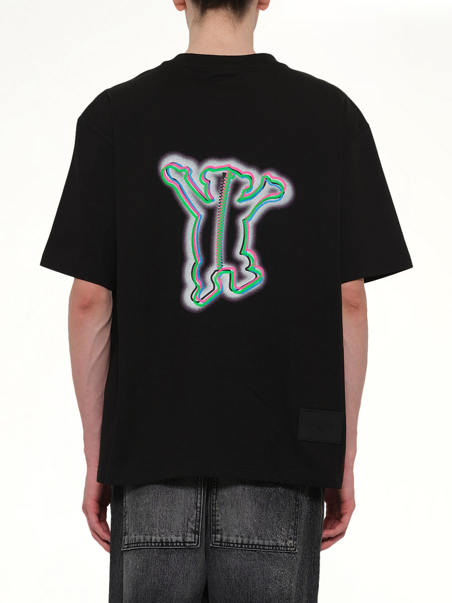 Colourful Teddy Print T-Shirt in Black