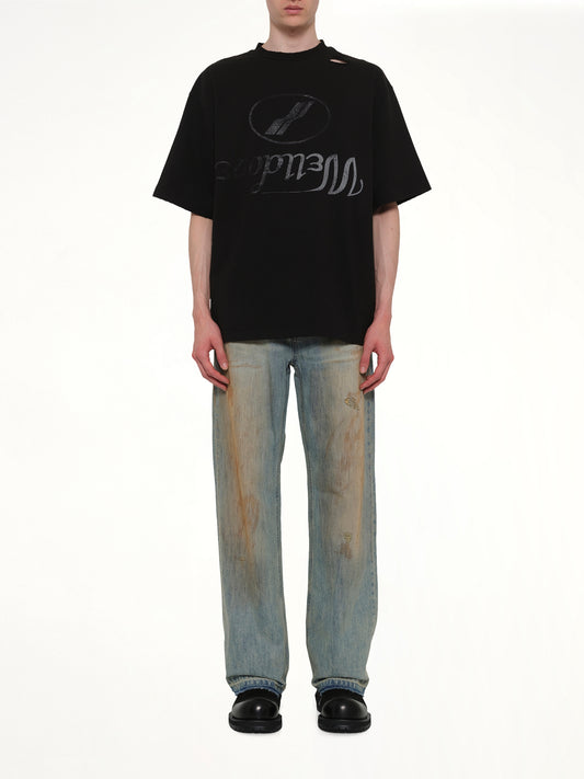 Destroyed Reverse Logo T-Shirt in Black
