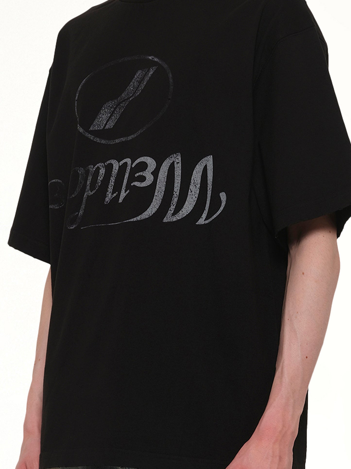 Destroyed Reverse Logo T-Shirt in Black