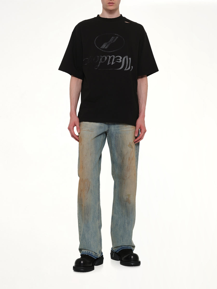 Destroyed Reverse Logo T-Shirt in Black