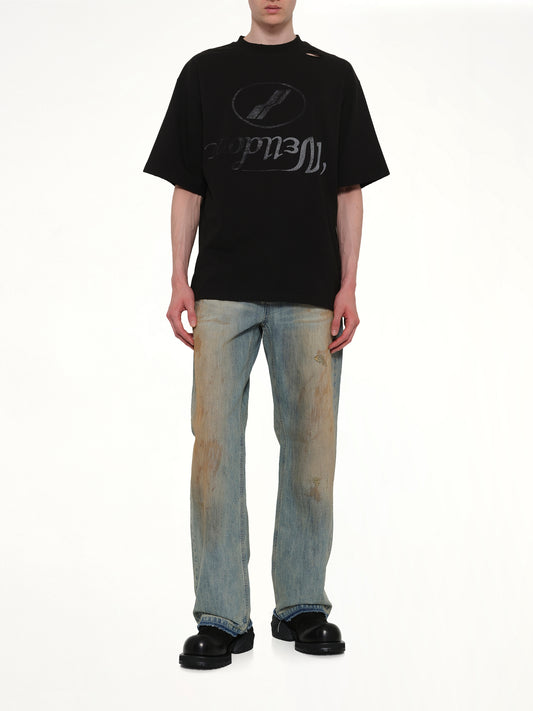 Destroyed Reverse Logo T-Shirt in Black