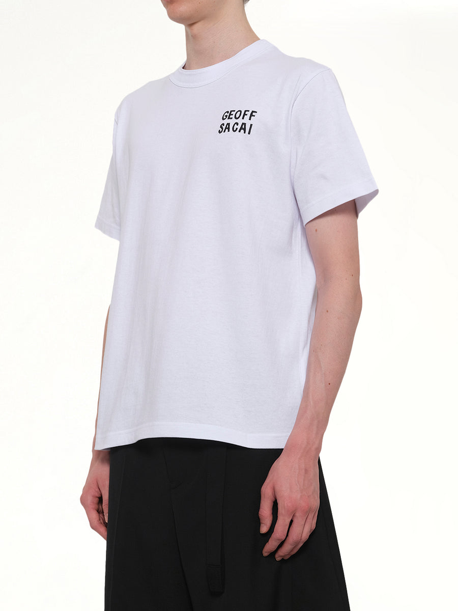 Geoff Sacai Embroidery T-Shirt in White