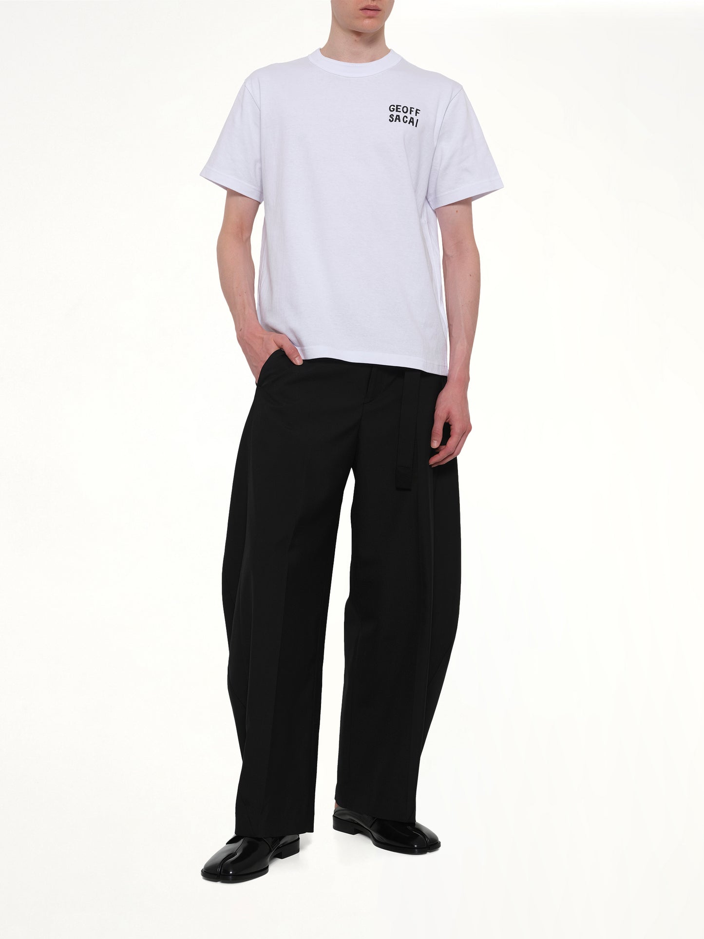 Geoff Sacai Embroidery T-Shirt in White