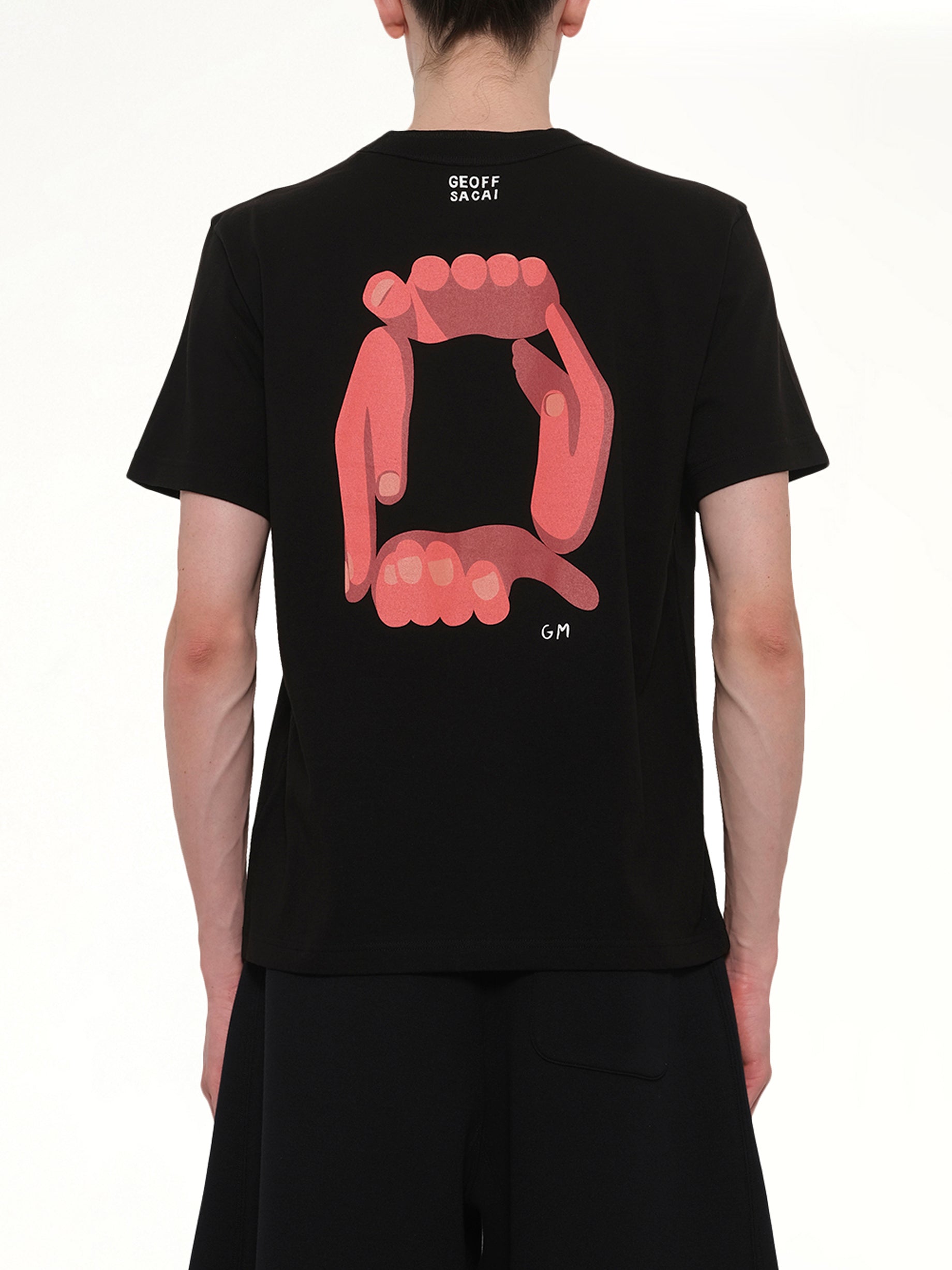 SACAI Geoff Sacai Print T-Shirt in Black Back View from MARAIS