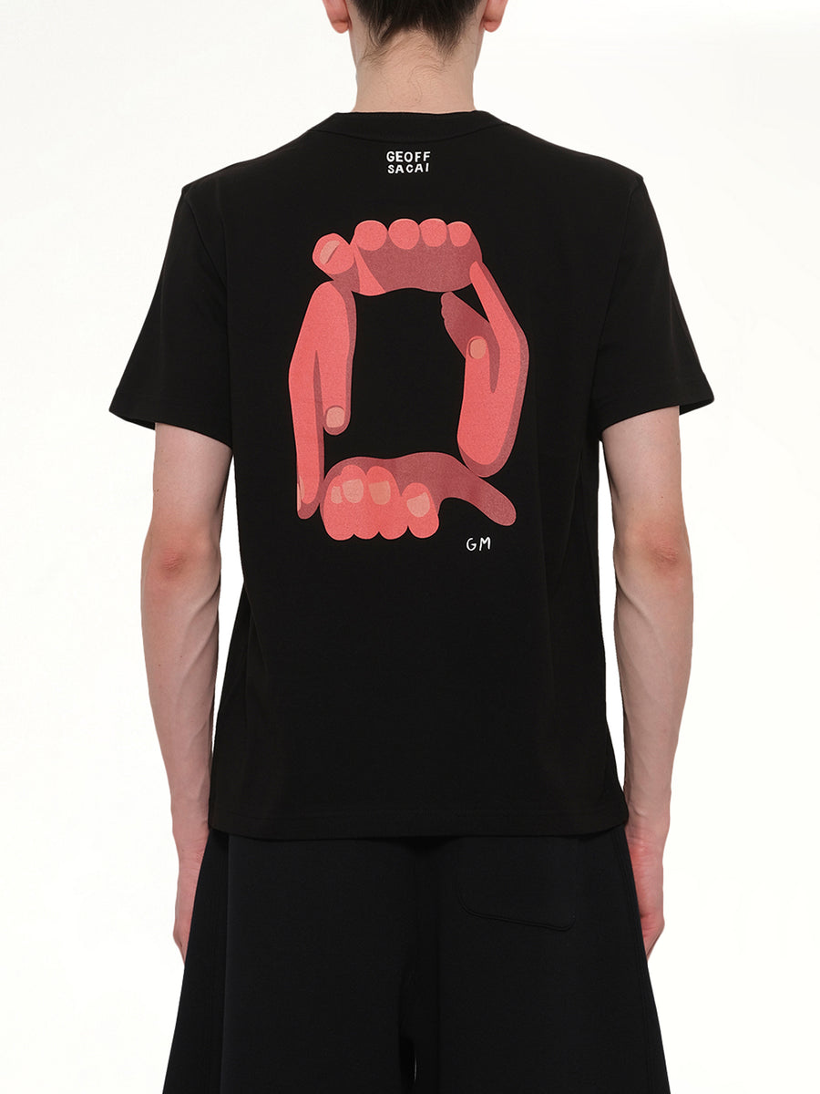 Geoff Sacai Print T-Shirt in Black