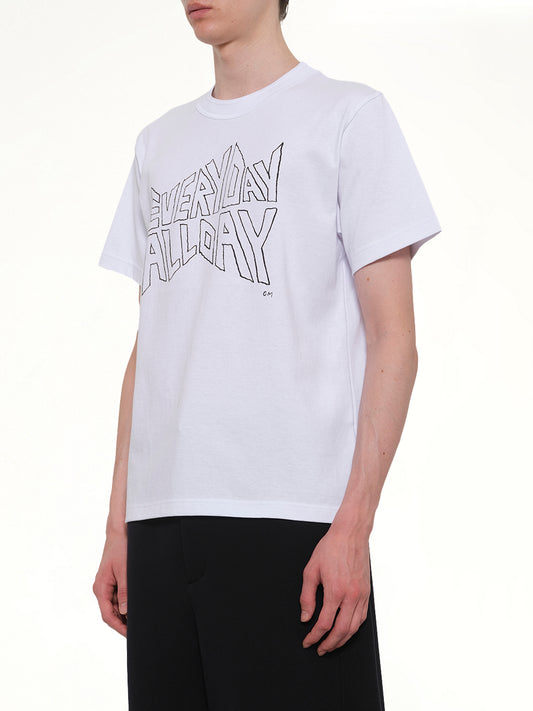 Geoff Sacai Print T-Shirt in White