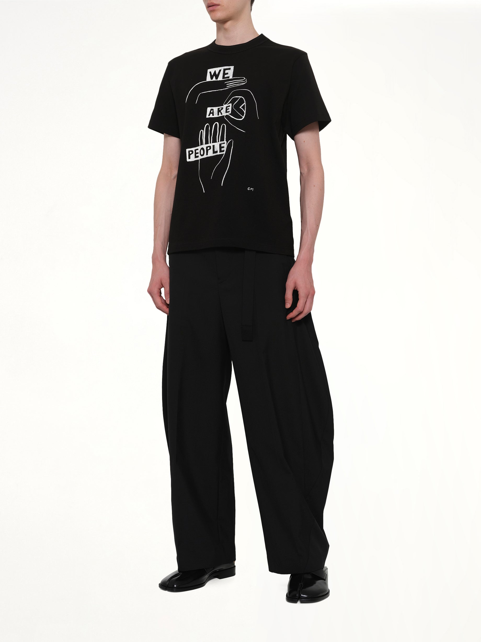 SACAI Geoff "We Are People" T-Shirt in Black Full Reference from MARAIS