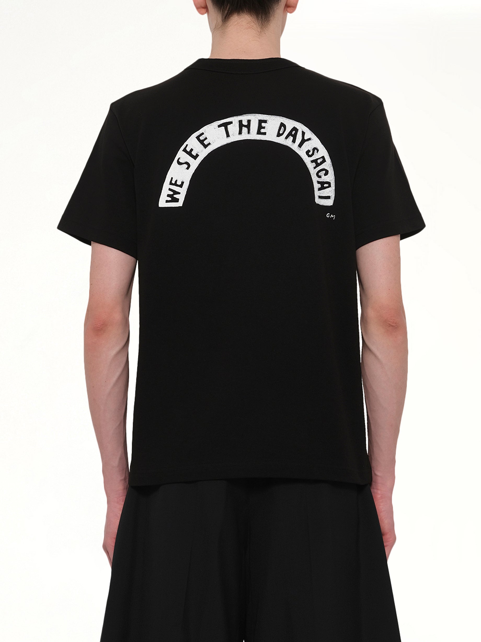 SACAI Geoff "We Are People" T-Shirt in Black Back View from MARAIS