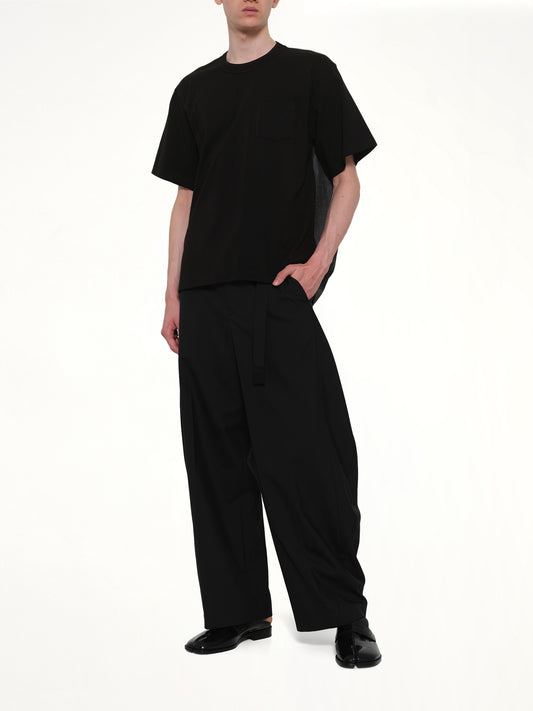 Light Weight Denim x Cotton Jersey T-Shirt in Black