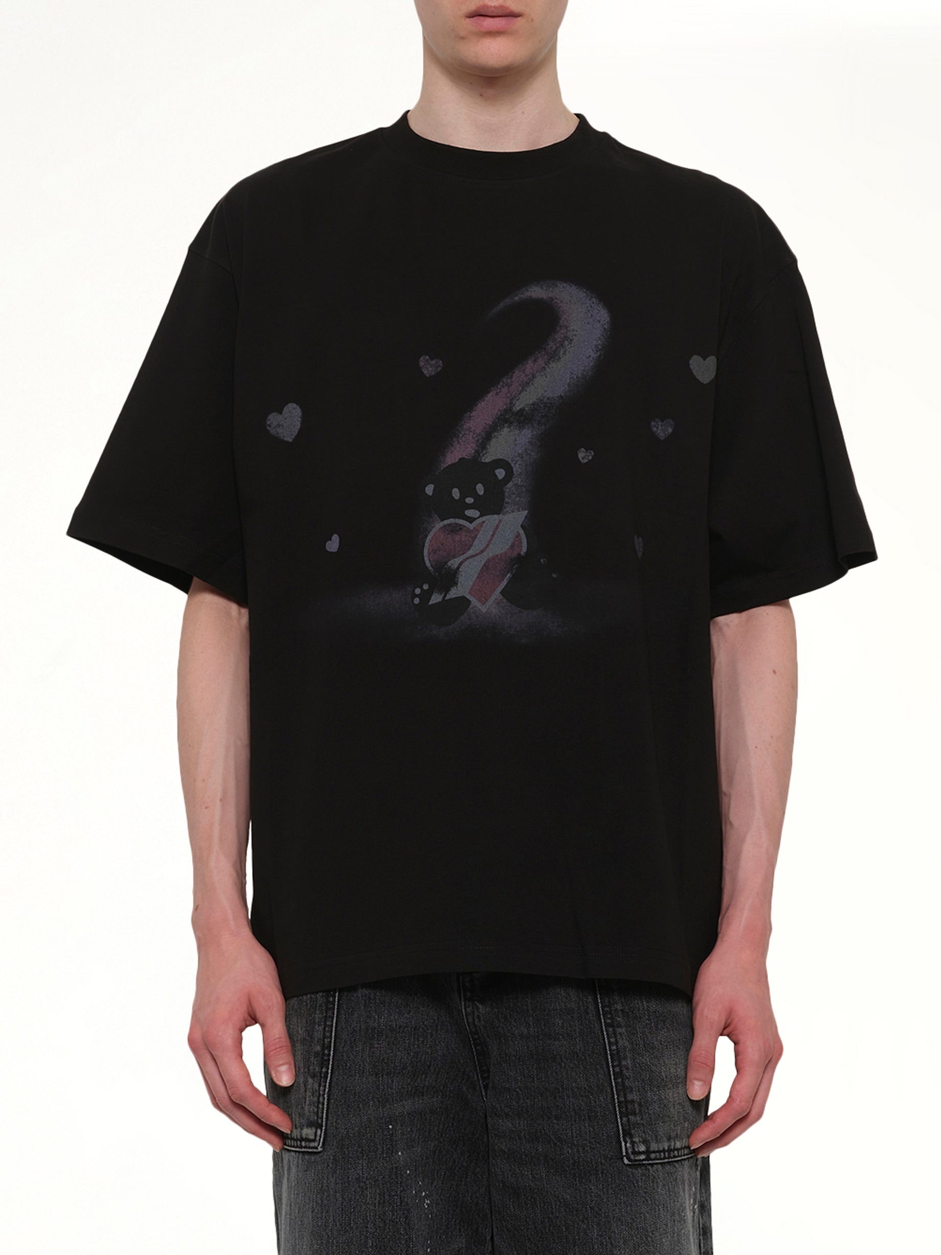 Teddy Bear Print T-Shirt in Black