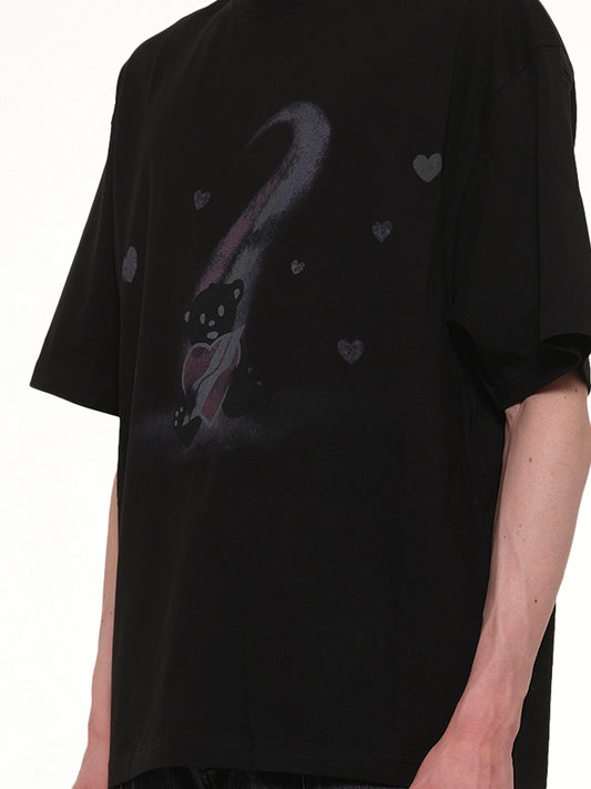 Teddy Bear Print T-Shirt in Black