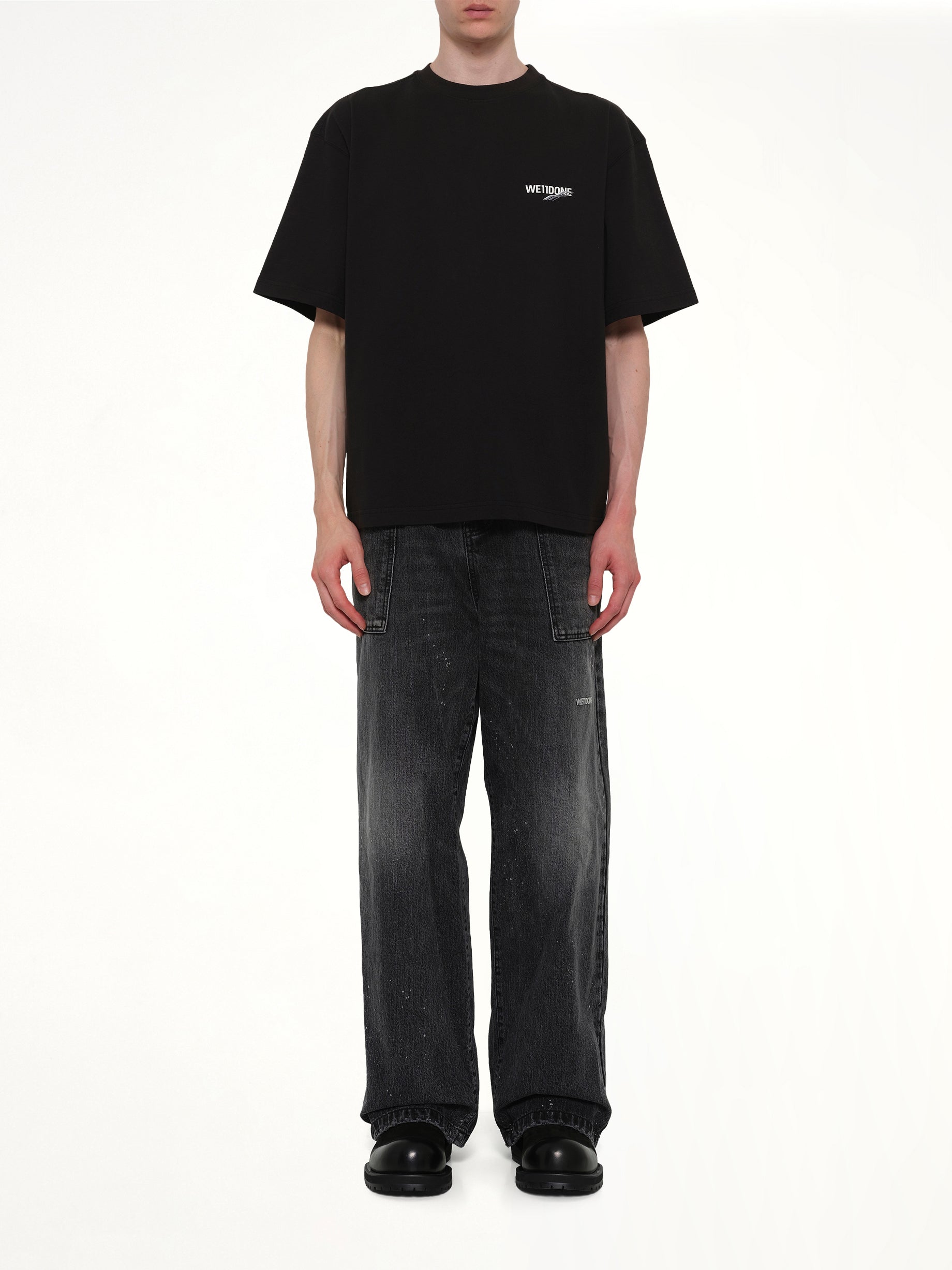 Wave Logo Short Sleeve T-Shirt in Black