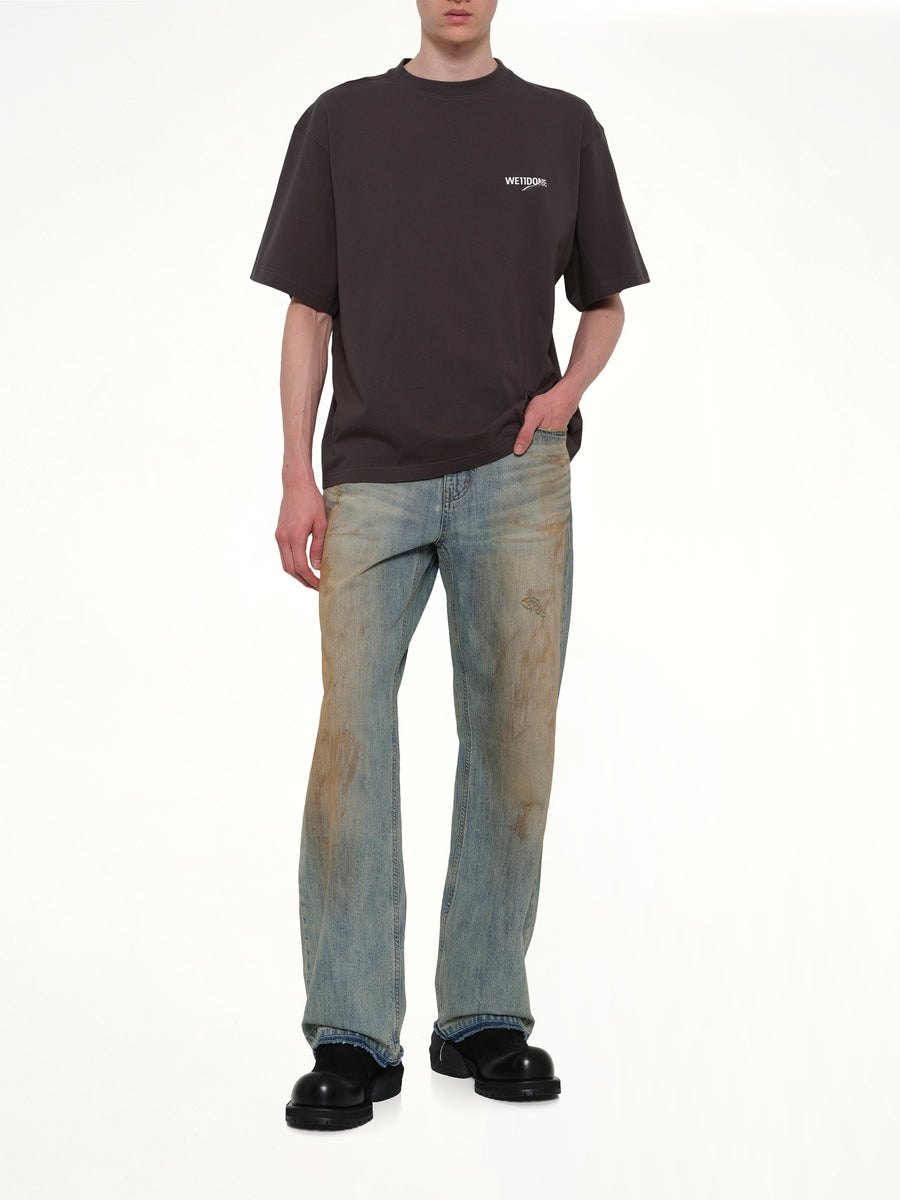 Wave Logo Short Sleeve T-Shirt in Charcoal