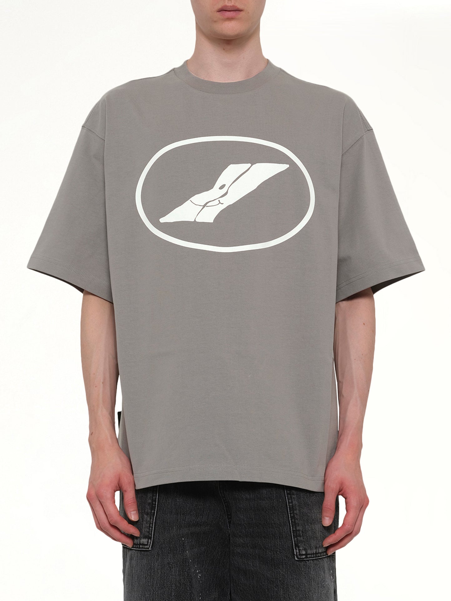 We11done Print T-Shirt in Grey