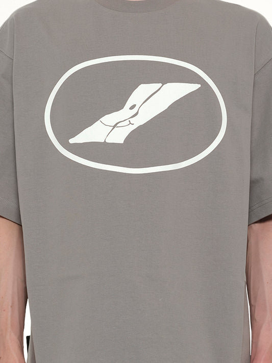 We11done Print T-Shirt in Grey