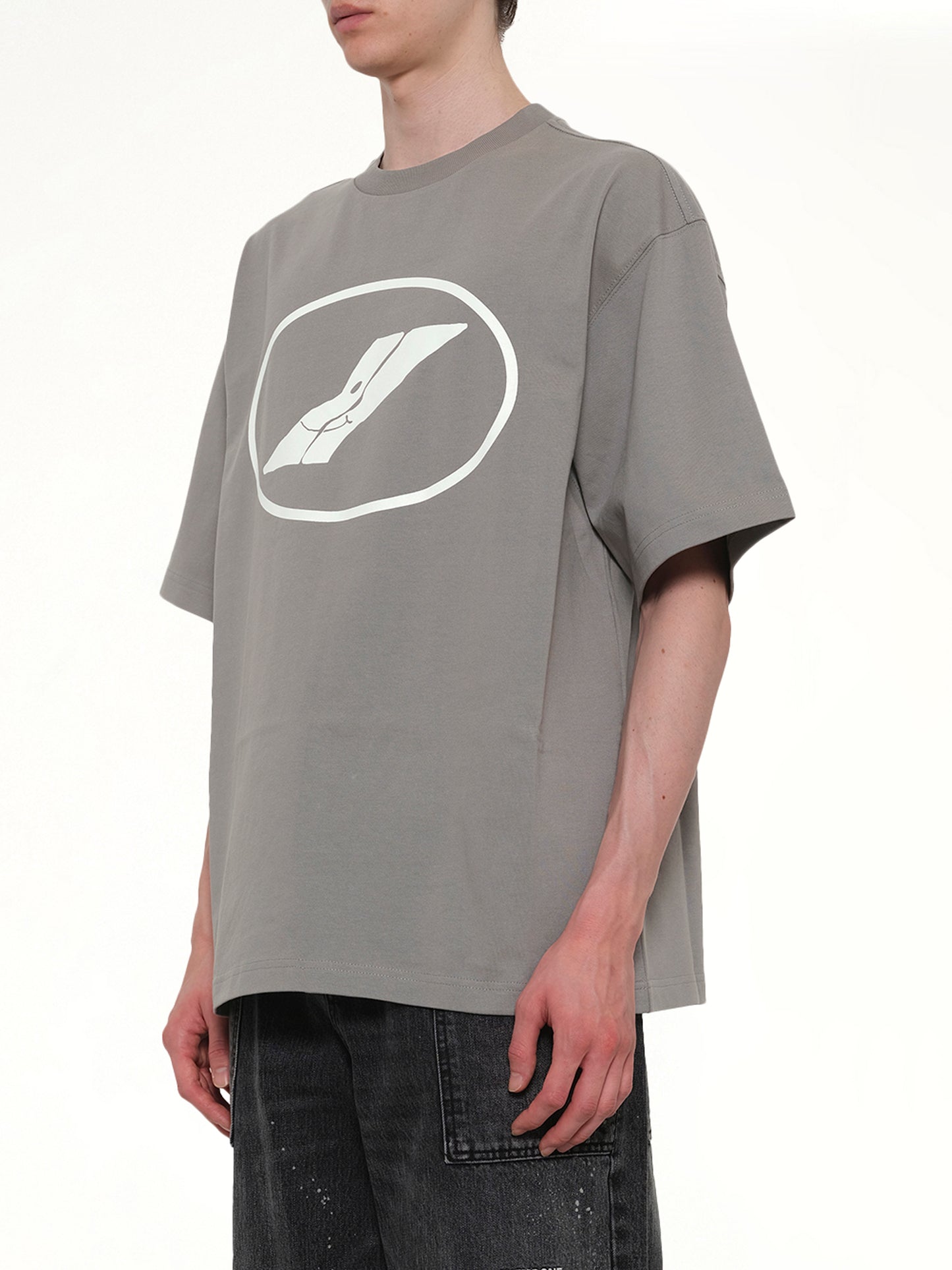 We11done Print T-Shirt in Grey