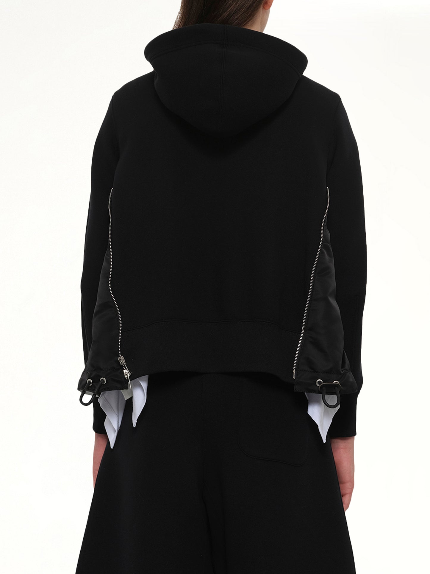 Sponge Sweat x Nylon Twill Hoodie in Black