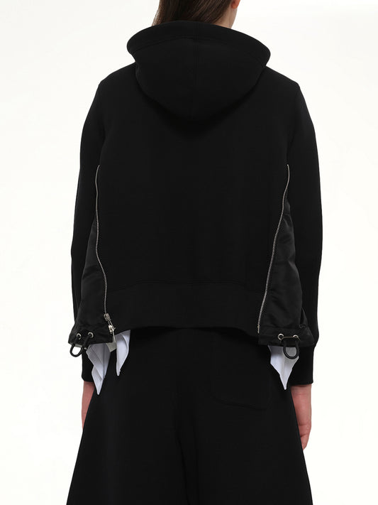 Sponge Sweat x Nylon Twill Hoodie in Black