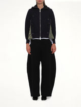 Sponge Sweat x Nylon Twill Hoodie in Navy/Khaki